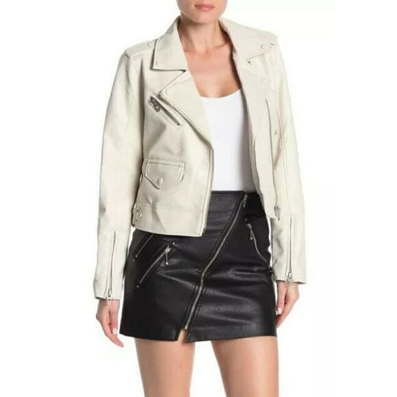BLANKNYC Faux Leather Moto Jacket In Gray (Never Too Much) Womans Sz Medium - Picture 1 of 11